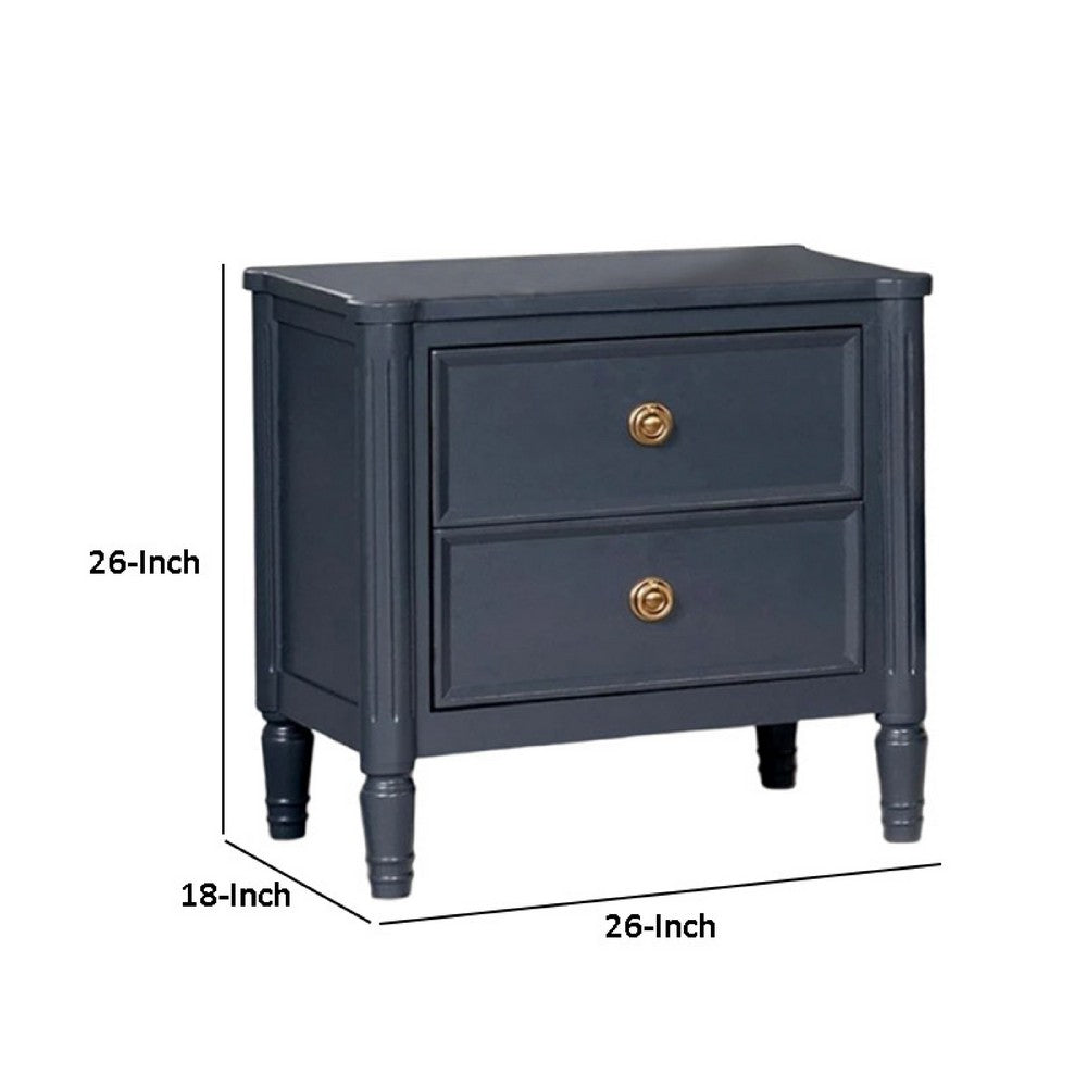 Alta Nightstand, 2 Drawers, USB A-C, Malta Blue Solid Wood, 26 Inch -BM333821
