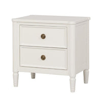 Alta Nightstand, 2 Drawers, USB A-C, Gold, White Solid Wood, 26 Inch -BM333825