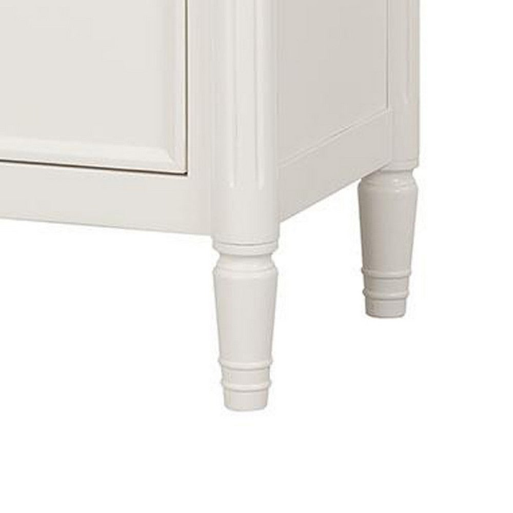Alta Nightstand, 2 Drawers, USB A-C, Gold, White Solid Wood, 26 Inch -BM333825