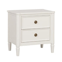 Alta Nightstand, 2 Drawers, USB A-C, Gold, White Solid Wood, 26 Inch -BM333825