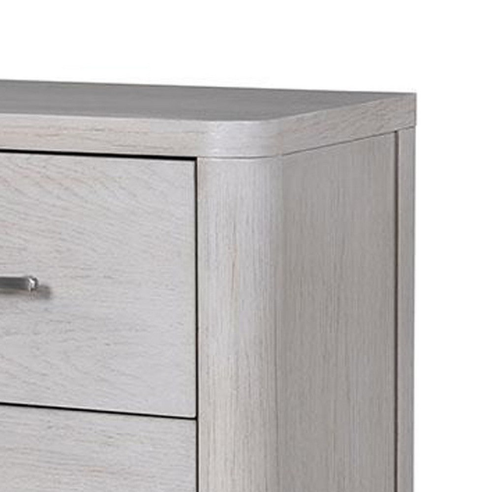 Reham Nightstand, 2 Drawers, USB A-C, White Wash Brown Wood, 27 Inch -BM333829