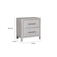 Reham Nightstand, 2 Drawers, USB A-C, White Wash Brown Wood, 27 Inch -BM333829
