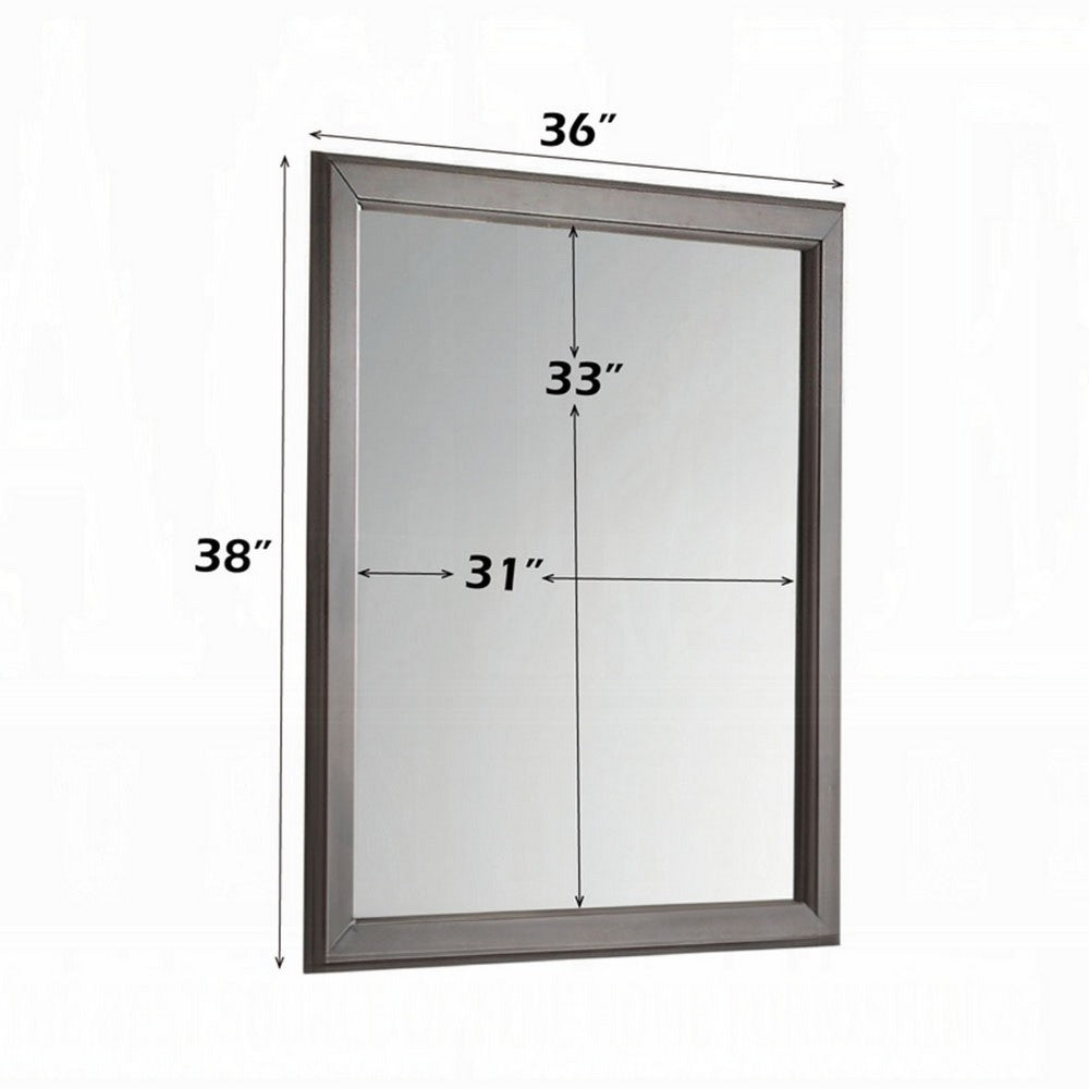 Zyna Accent Dresser Mirror, Modern Gray Wood, 36x38 Rectangular Frame -BM333854