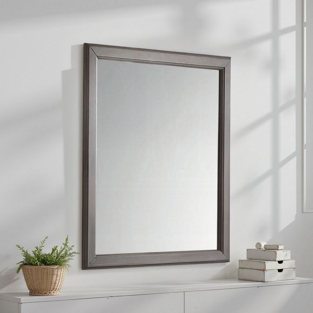 Zyna Accent Dresser Mirror, Modern Gray Wood, 36x38 Rectangular Frame -BM333854