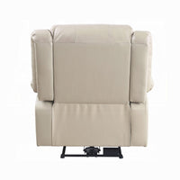 Zuru Power Reclining Chair, Pillow Top Armrests, Beige Faux Leather -BM333857