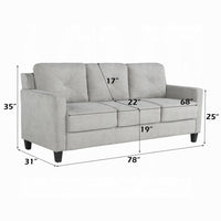 Royi Sofa, Track Armrest, 78 Inch, Gray Fabric Seat w Tufted Backrest -BM333885