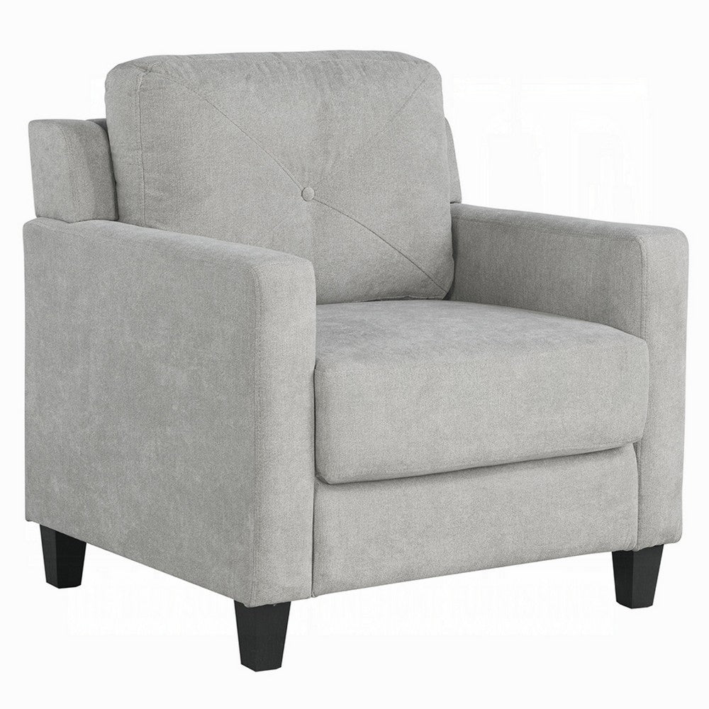 Royi Accent Chair, Track Armrest, Gray Fabric Seat w Tufted Backrest -BM333887