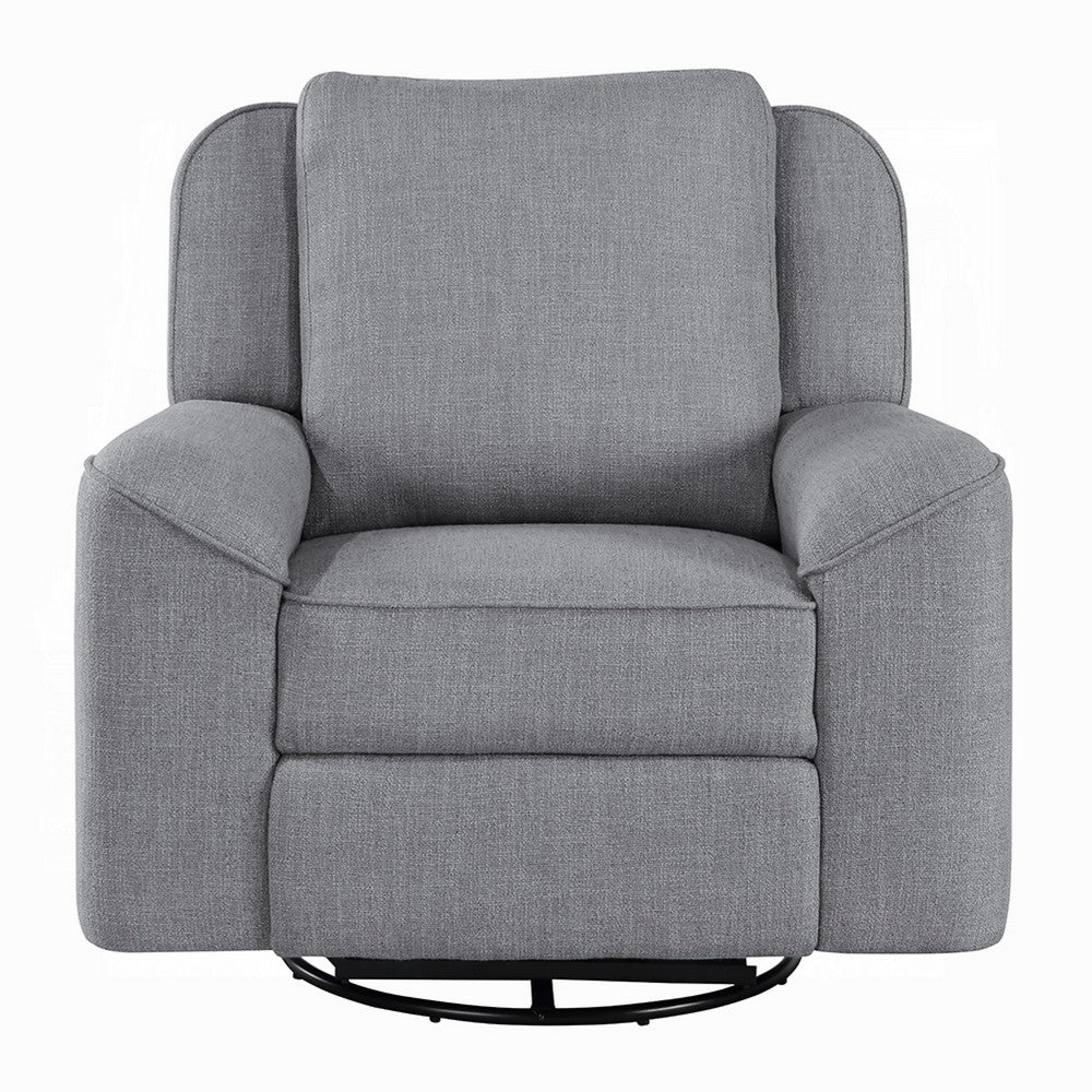 Diny Manual Glider Recliner Chair, Swivel, Soft Gray Linen Fabric -BM333888