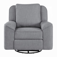 Diny Manual Glider Recliner Chair, Swivel, Soft Gray Linen Fabric -BM333888