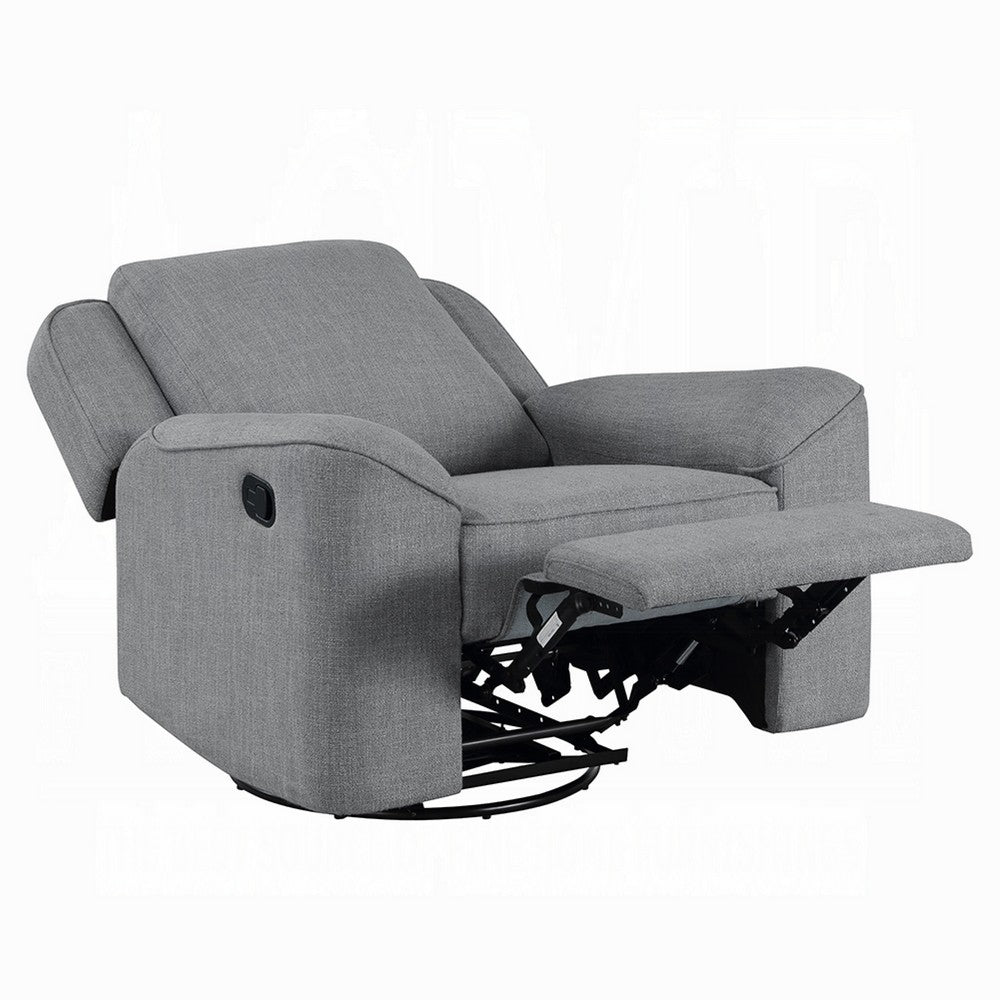 Diny Manual Glider Recliner Chair, Swivel, Soft Gray Linen Fabric -BM333888