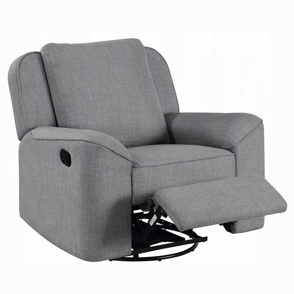 Diny Manual Glider Recliner Chair, Swivel, Soft Gray Linen Fabric -BM333888