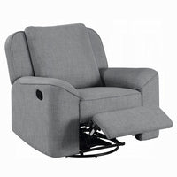 Diny Manual Glider Recliner Chair, Swivel, Soft Gray Linen Fabric -BM333888