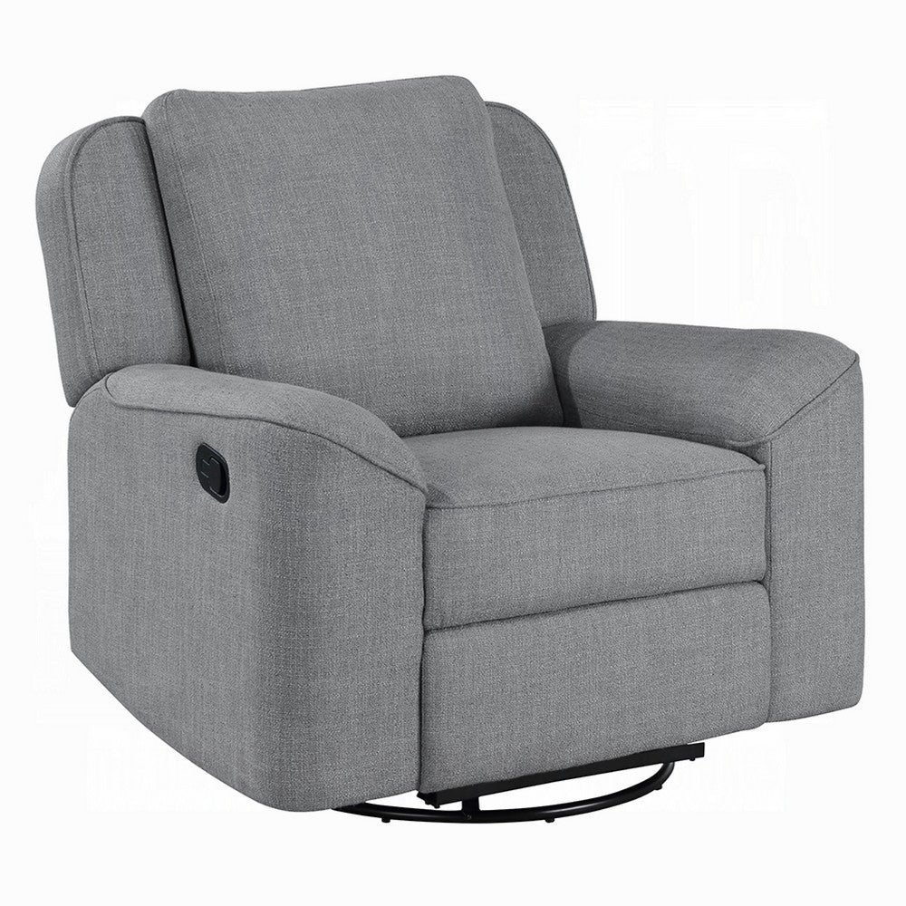 Diny Manual Glider Recliner Chair, Swivel, Soft Gray Linen Fabric -BM333888
