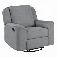 Diny Manual Glider Recliner Chair, Swivel, Soft Gray Linen Fabric -BM333888