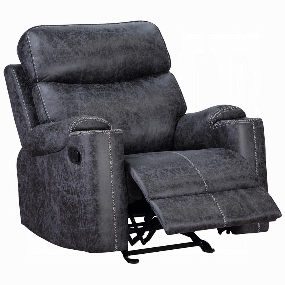 Hori Manual Recliner Chair, Dark Gray Microfiber, Cupholder Armrests -BM333891
