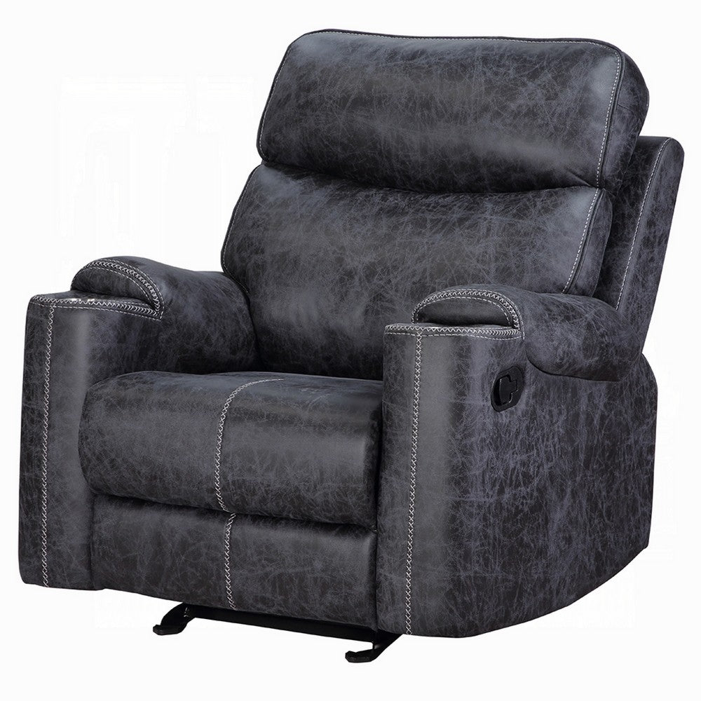 Hori Manual Recliner Chair, Dark Gray Microfiber, Cupholder Armrests -BM333891