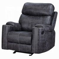 Hori Manual Recliner Chair, Dark Gray Microfiber, Cupholder Armrests -BM333891