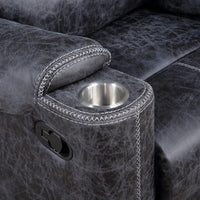 Hori Manual Recliner Chair, Dark Gray Microfiber, Cupholder Armrests -BM333891