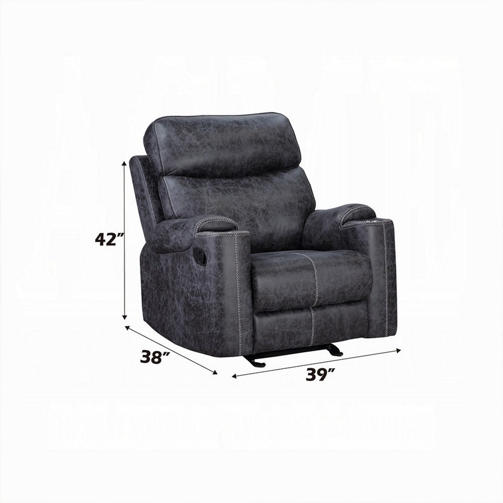 Hori Manual Recliner Chair, Dark Gray Microfiber, Cupholder Armrests -BM333891