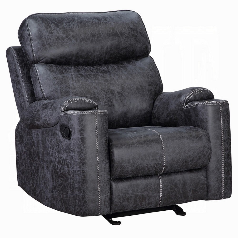Hori Manual Recliner Chair, Dark Gray Microfiber, Cupholder Armrests -BM333891