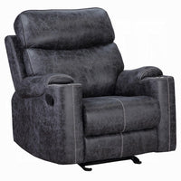 Hori Manual Recliner Chair, Dark Gray Microfiber, Cupholder Armrests -BM333891