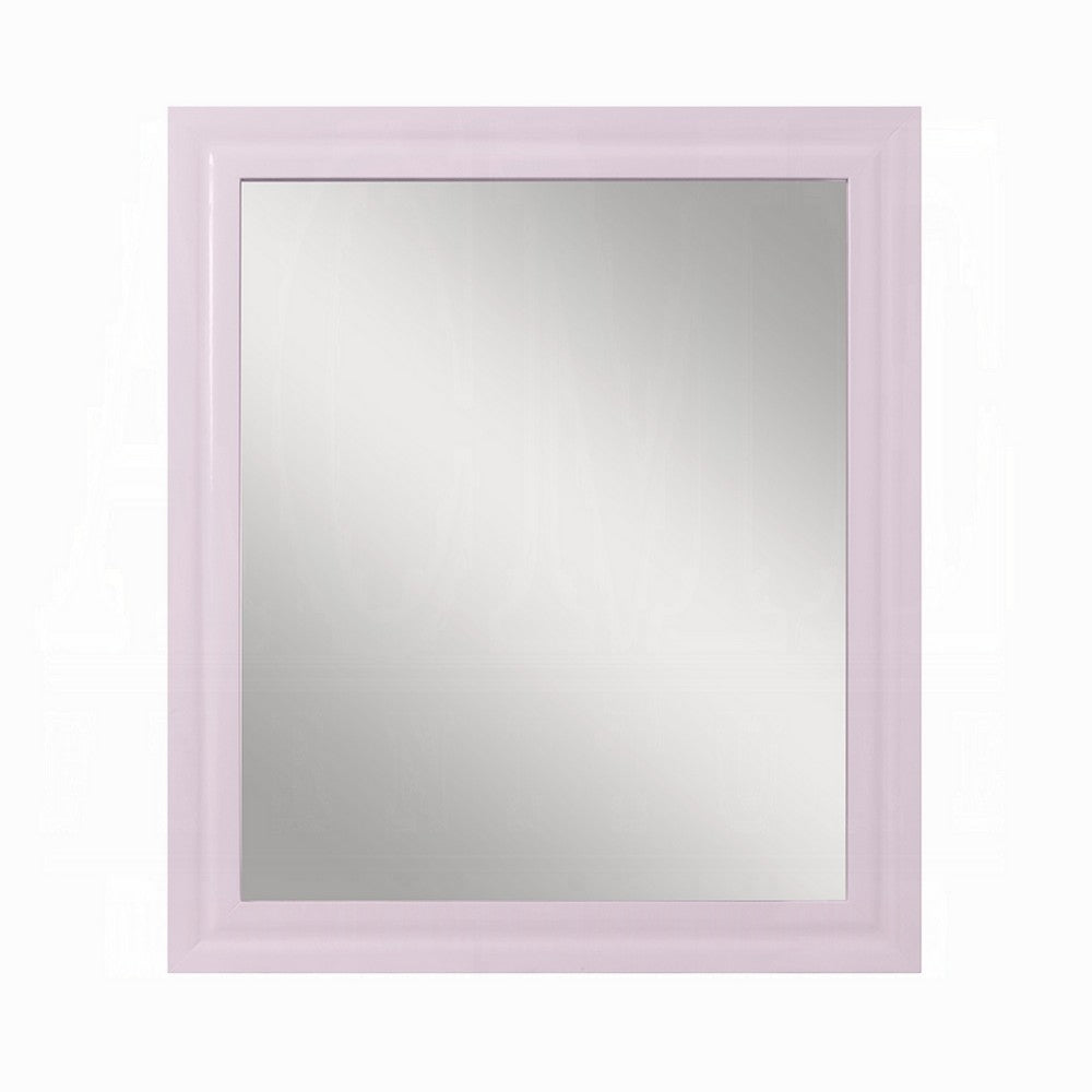 Tyra Accent Dresser Mirror, Sleek Square Wood Frame, 34x39 Glossy Pink -BM333893