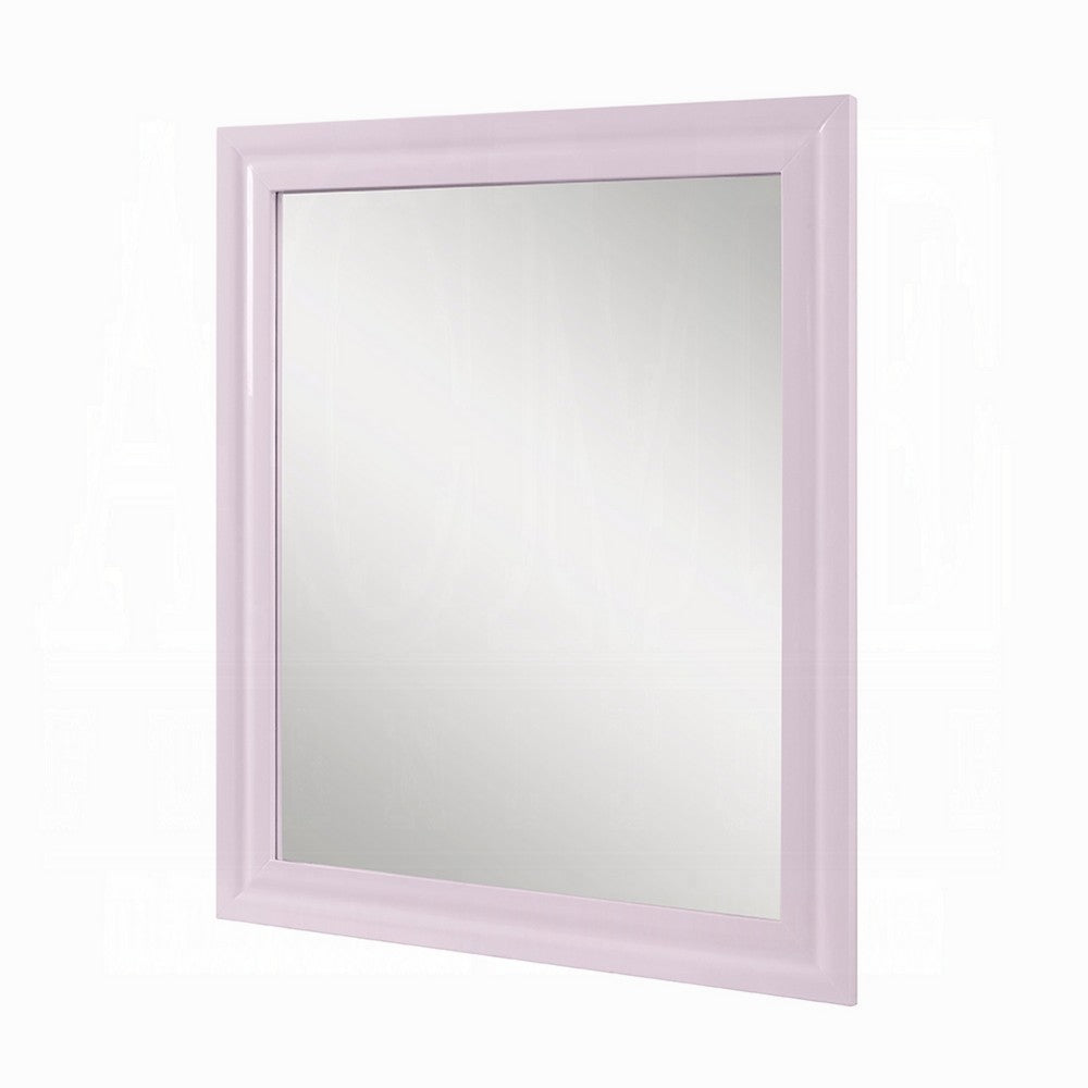 Tyra Accent Dresser Mirror, Sleek Square Wood Frame, 34x39 Glossy Pink -BM333893