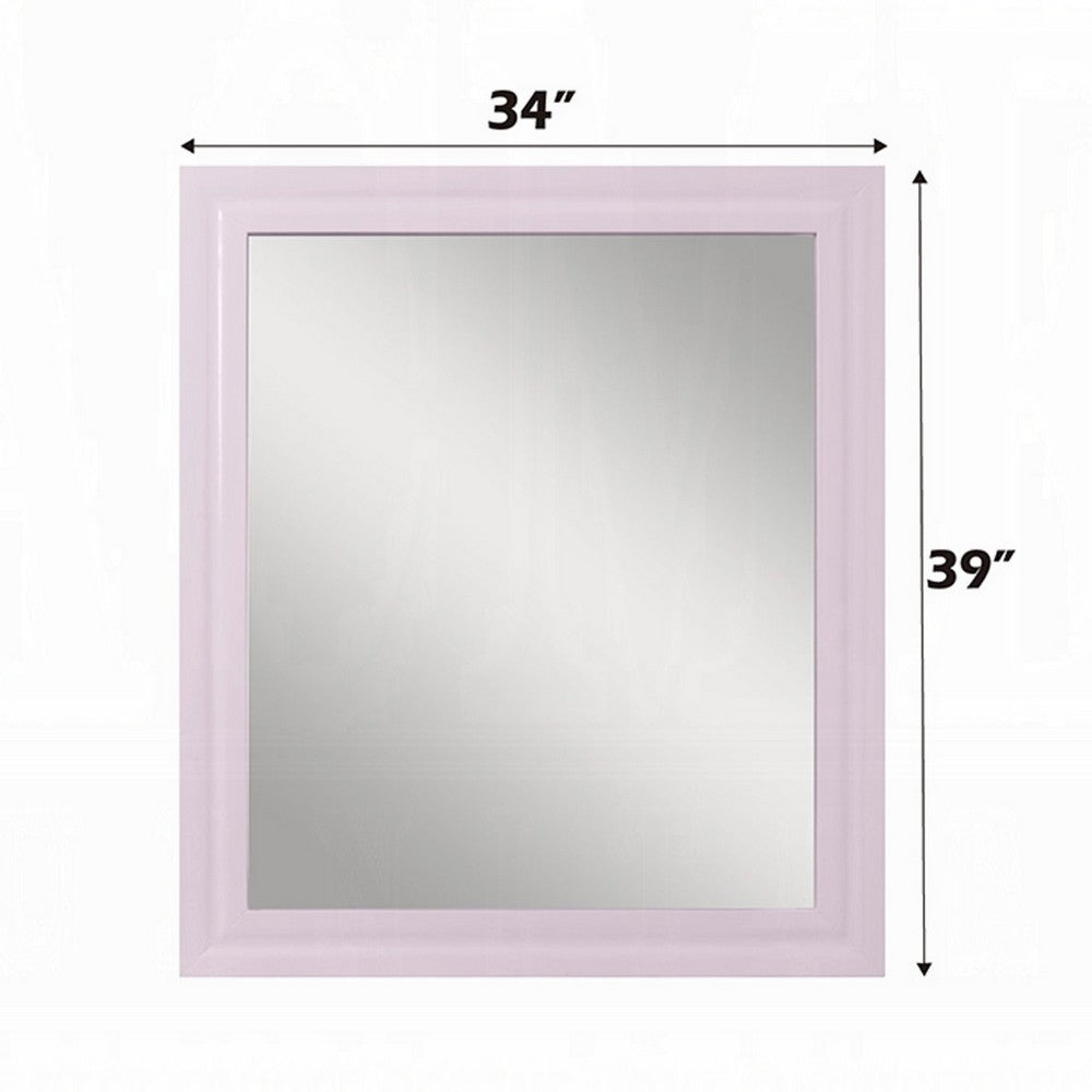 Tyra Accent Dresser Mirror, Sleek Square Wood Frame, 34x39 Glossy Pink -BM333893