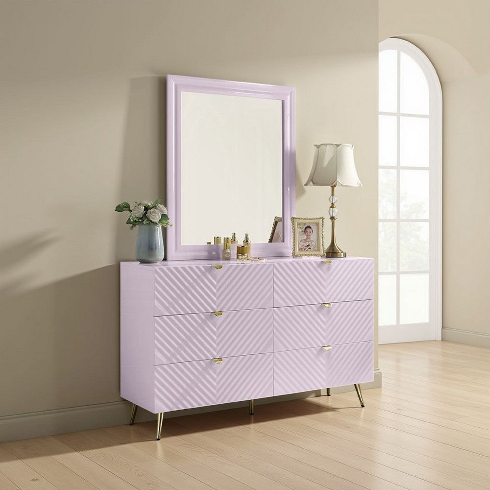 Tyra Accent Dresser Mirror, Sleek Square Wood Frame, 34x39 Glossy Pink -BM333893