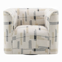 Lenu Swivel Accent Sofa Chair, Beige Pattern Fabric, Boxy Padded Seat -BM333916