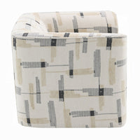 Lenu Swivel Accent Sofa Chair, Beige Pattern Fabric, Boxy Padded Seat -BM333916