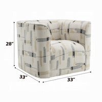 Lenu Swivel Accent Sofa Chair, Beige Pattern Fabric, Boxy Padded Seat -BM333916
