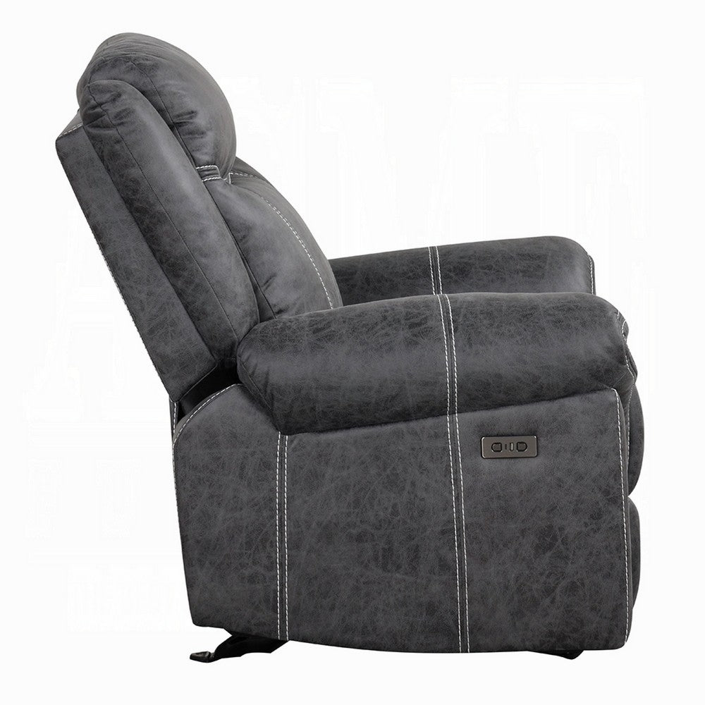 Hesy Power Motion Recliner Chair, USB Ports, Soft Dark Gray Microfiber -BM333922