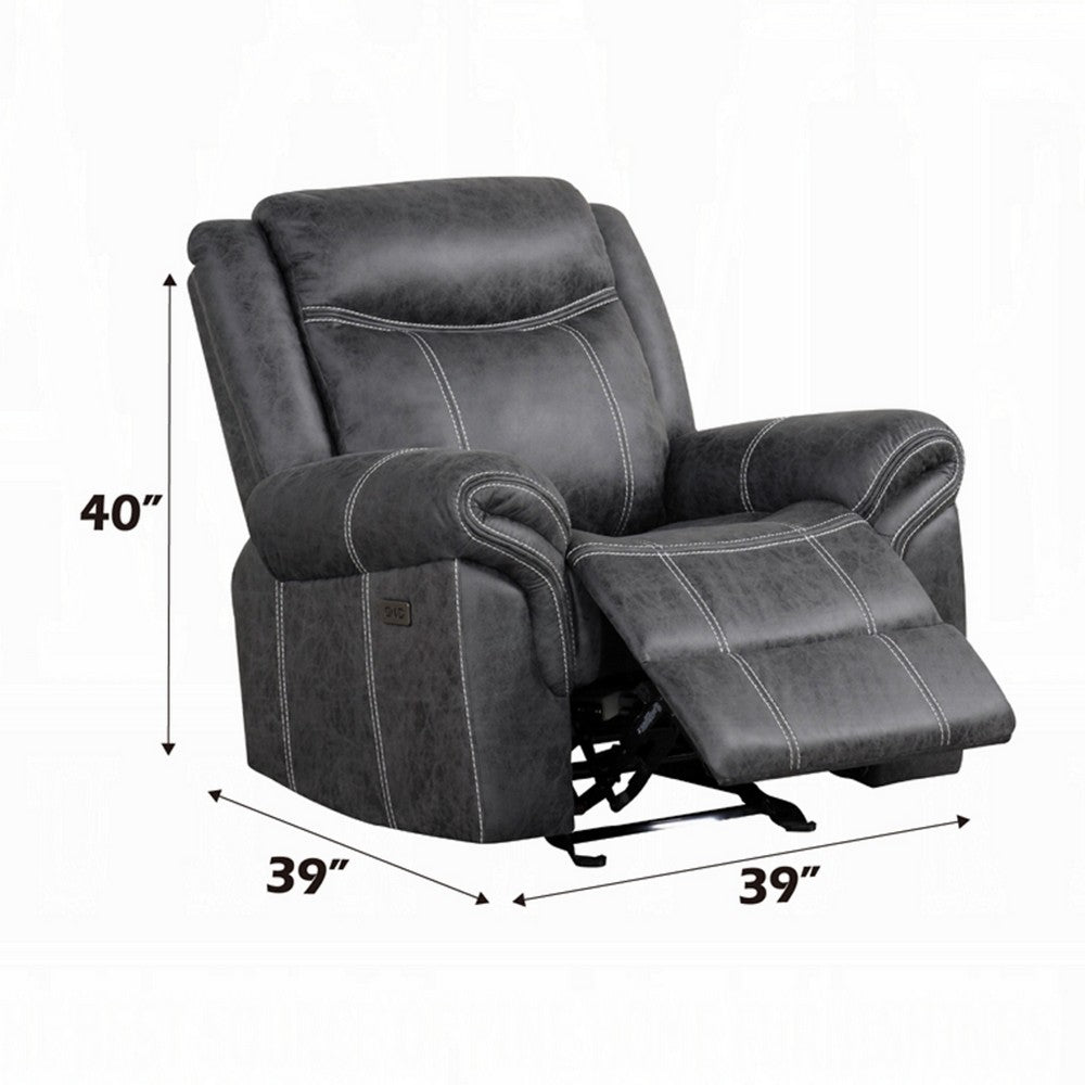 Hesy Power Motion Recliner Chair, USB Ports, Soft Dark Gray Microfiber -BM333922