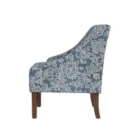 Yolu Accent Club Chair, Classic Denim Blue Jacobean Print Polyester -BM334055