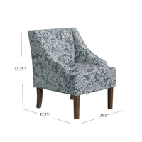 Yolu Accent Club Chair, Classic Denim Blue Jacobean Print Polyester -BM334055