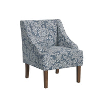 Yolu Accent Club Chair, Classic Denim Blue Jacobean Print Polyester -BM334055