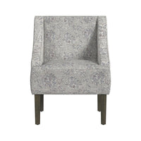 Yolu Accent Club Chair, Artistic Floral Print, Linen Gray Polyester -BM334056
