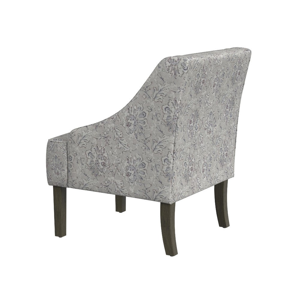 Yolu Accent Club Chair, Artistic Floral Print, Linen Gray Polyester -BM334056