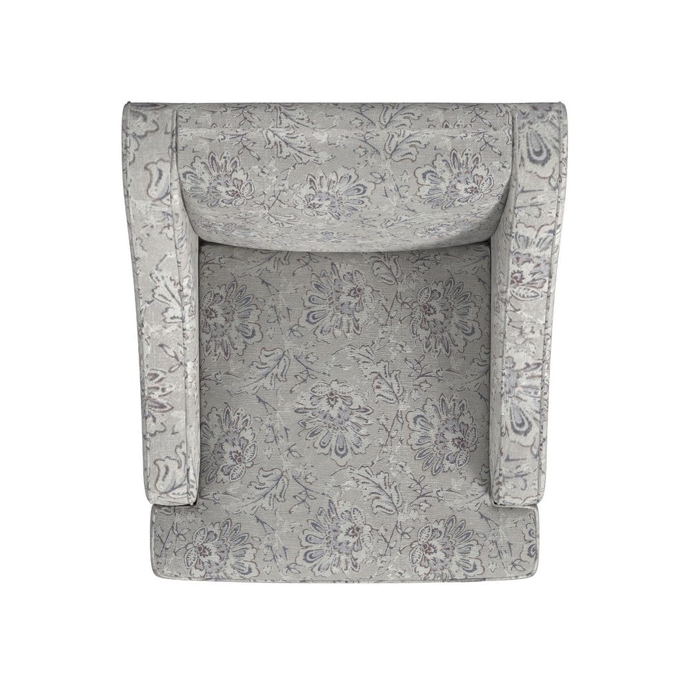 Yolu Accent Club Chair, Artistic Floral Print, Linen Gray Polyester -BM334056