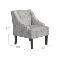 Yolu Accent Club Chair, Artistic Floral Print, Linen Gray Polyester -BM334056
