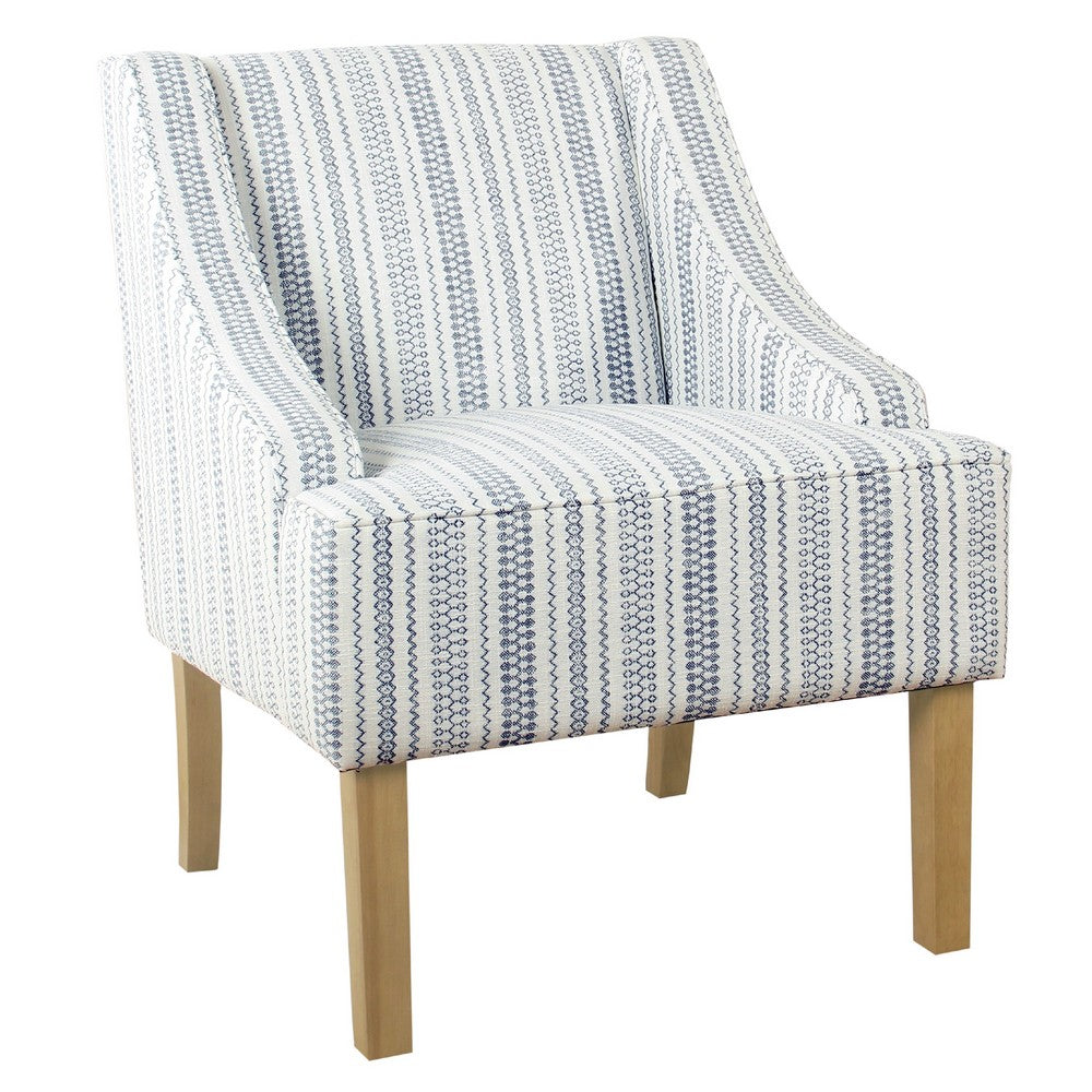 Yolu Accent Chair, Farmhouse Striped Print, Blue and White Polyester -BM334057