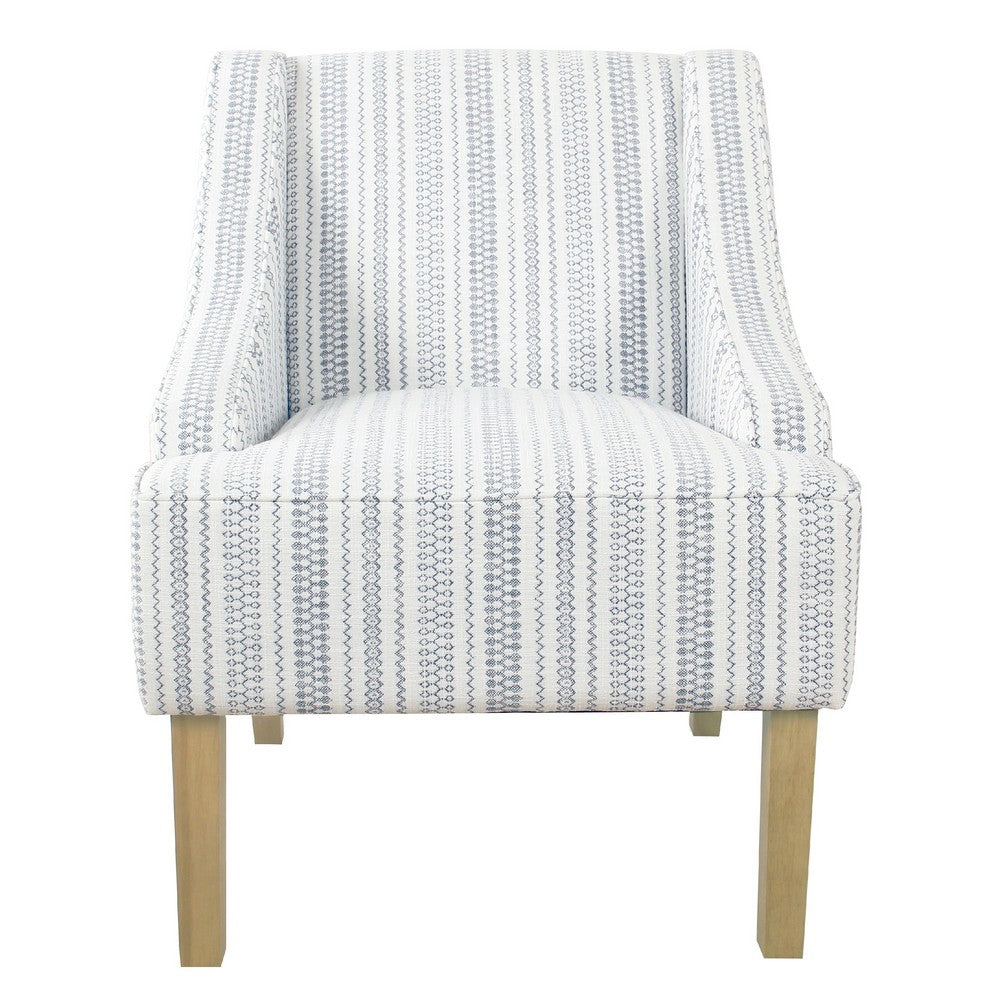 Yolu Accent Chair, Farmhouse Striped Print, Blue and White Polyester -BM334057
