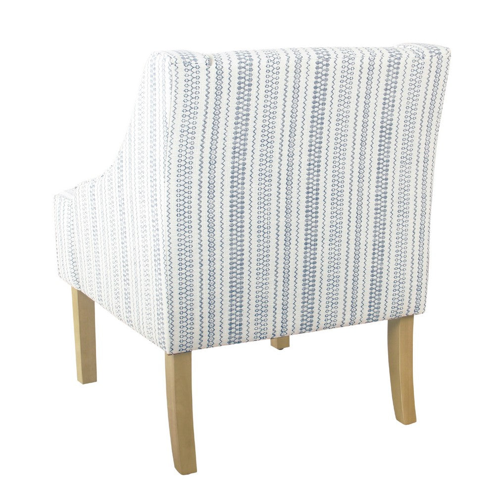 Yolu Accent Chair, Farmhouse Striped Print, Blue and White Polyester -BM334057