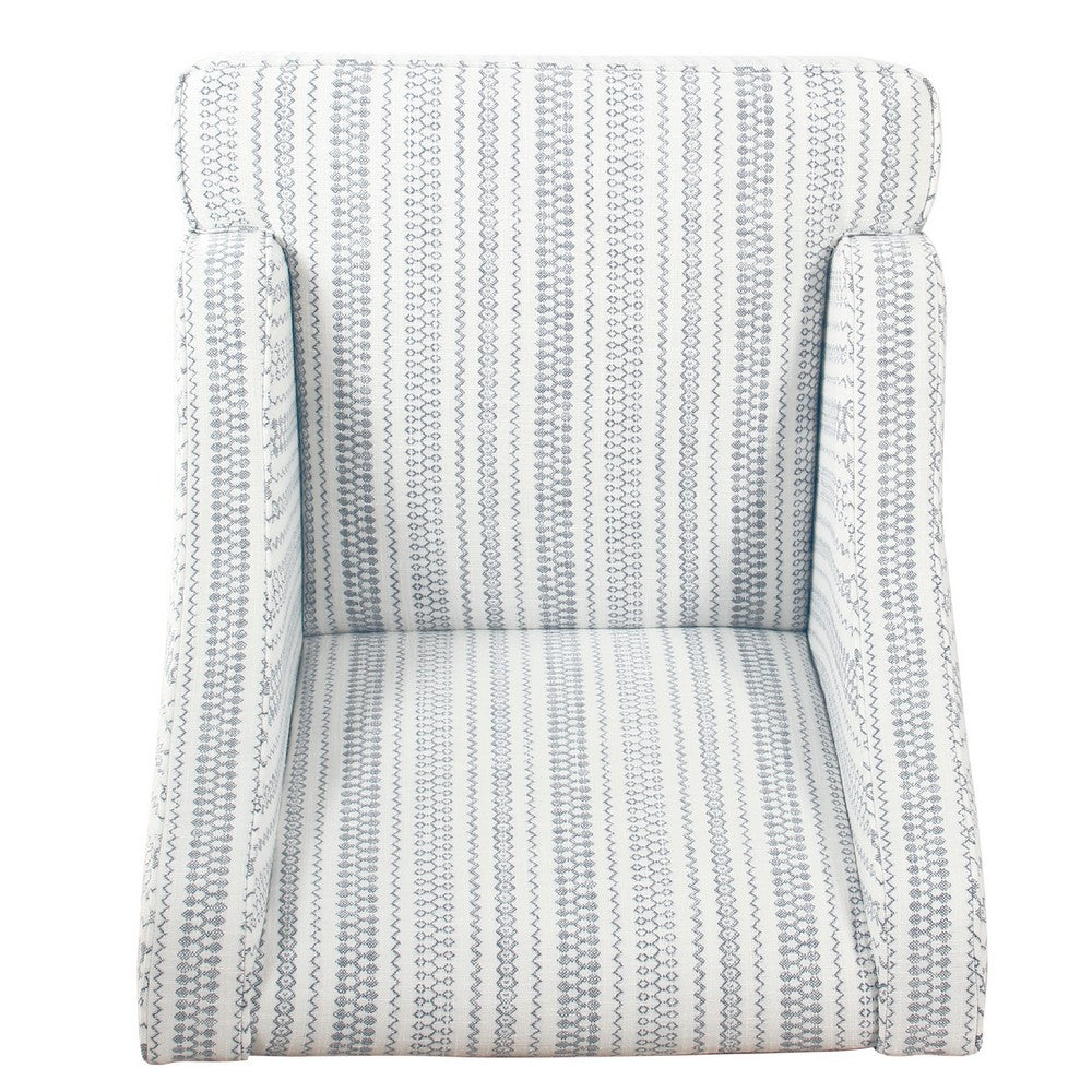 Yolu Accent Chair, Farmhouse Striped Print, Blue and White Polyester -BM334057