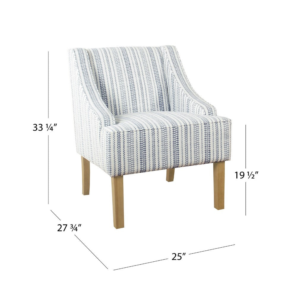 Yolu Accent Chair, Farmhouse Striped Print, Blue and White Polyester -BM334057