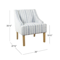 Yolu Accent Chair, Farmhouse Striped Print, Blue and White Polyester -BM334057