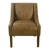 Accent Chair, Distressed Brown Faux Leather with Sloped Arms -BM334061