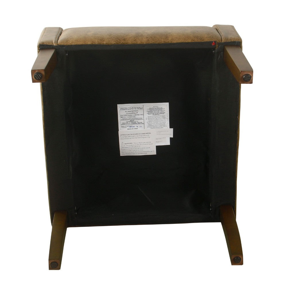 Accent Chair, Distressed Brown Faux Leather with Sloped Arms -BM334061