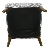 Armless Accent Chair, Vintage Medallion Print, Blue White Polyester -BM334063